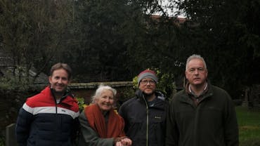 Royston Rough Sleeper pics 2025 taken by Bron Sims l r Mark Hamblin Sophia Wrangham Dr Mark Hearn Andrew Sims 1566 x 2358